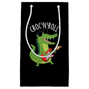 Croc N Roll Funny Crokodile Pun Mörk BG
