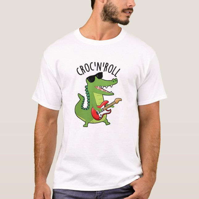 Croc N Roll Funny Crokodile Pun T Shirt (Framsida)