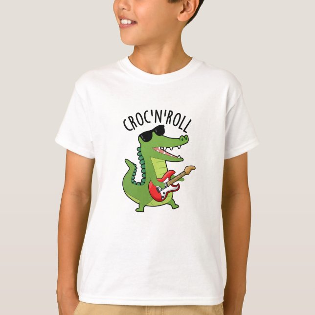 Croc N Roll Funny Crokodile Pun T Shirt (Framsida)