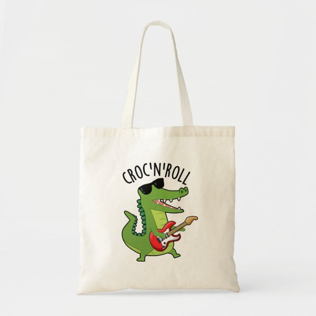 Croc N Roll Funny Crokodile Pun Tygkasse (Framsidan)