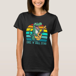 Croc och Roll Star Funny Crokodile Music T Shirt