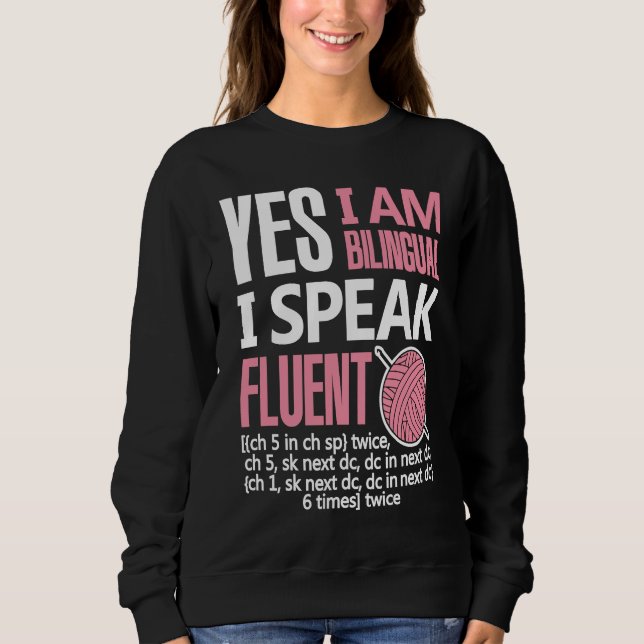 Croche Bilingual Crocheting Needlecraft  Sewing T Shirt (Framsida)