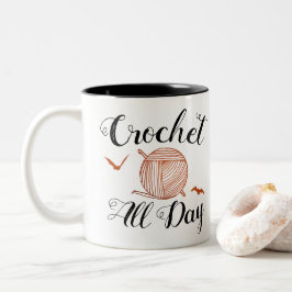 Crochet All Day Halloween-garn + Fladdermöss Två-Tonad Mugg
