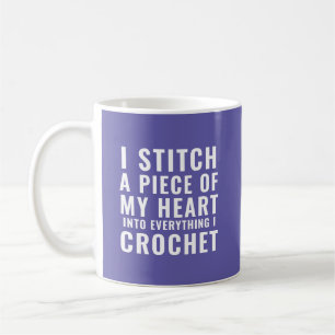 Crochet Älskare Biet i min hjärtmun som säger Kaffemugg
