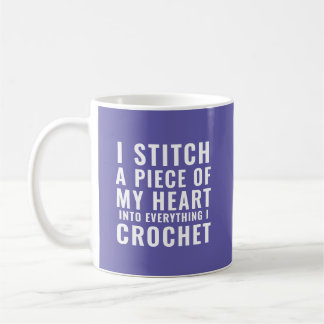 Crochet Älskare Biet i min hjärtmun som säger Kaffemugg