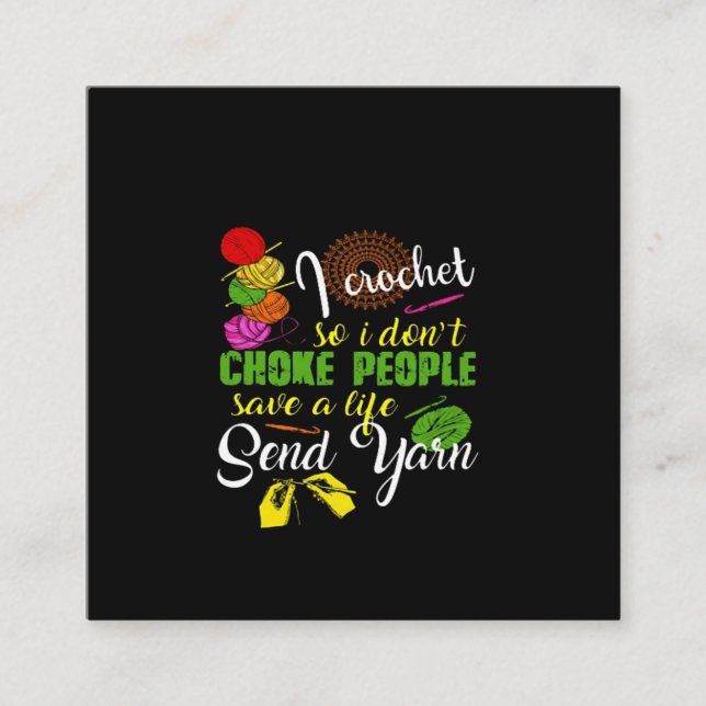 Crochet Älskare| I Kärlek Crocheting Fyrkantigt Visitkort (Framsida)