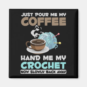 Crochet and Coffee Hobby Crawing Yarn Älskare Magnet