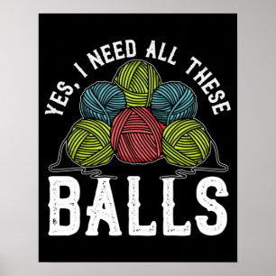 Crochet and Knitting Yarn Crocheting Knitting Day Poster