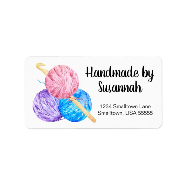 Crochet and Yarn Craft Business Adressetikett (Framsidan)