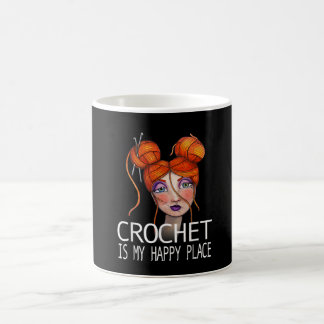 Crochet är min Lycklig-Ställe-slynga gåsgröt Kaffemugg