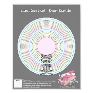 Crochet Beanie Storlek Chart for Educational Använ Fototryck