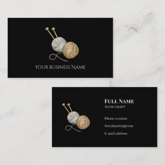 Crochet Business Card with Yarn Balls & Needles Visitkort