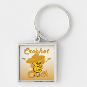 Crochet Chick #10 Fyrkantig Silverfärgad Nyckelring