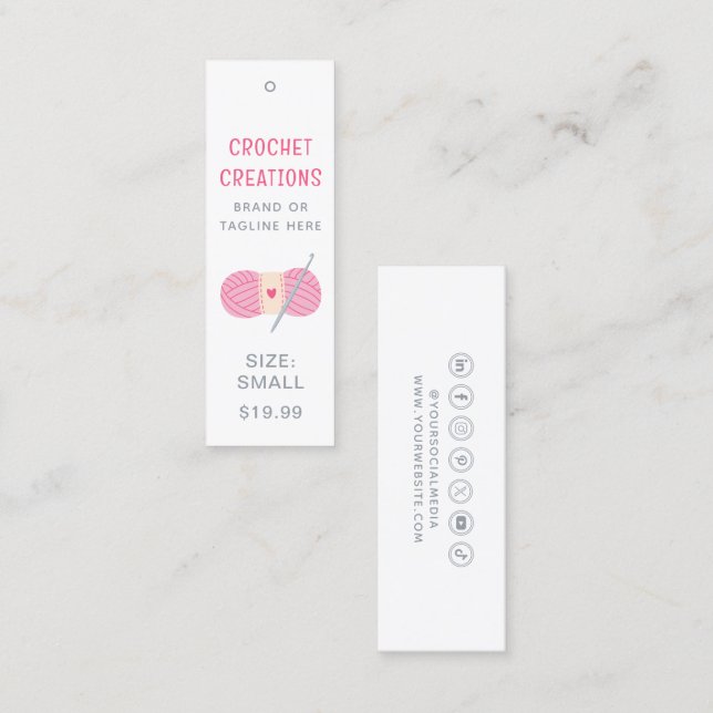 Crochet Clothing Märkres Small Business Prisa Märk (Fram/baksida)