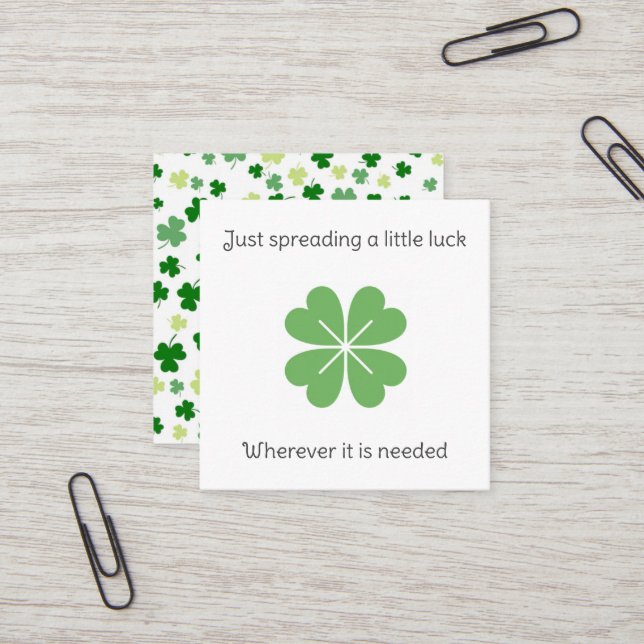 Crochet Clover Trinket Spreading Luck Karma Cards  Fyrkantigt Visitkort (Fram/Back In Situ)