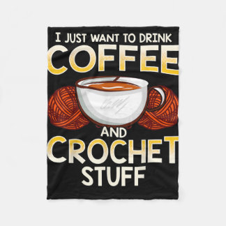 Crochet Coffee och Älskare Knitter T-Shirt Fleecefilt