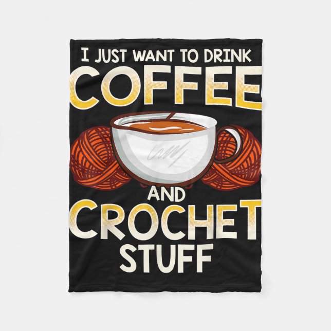 Crochet Coffee och Älskare Knitter T-Shirt Fleecefilt (Framsidan)