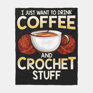 Crochet Coffee och Älskare Knitter T-Shirt Fleecefilt