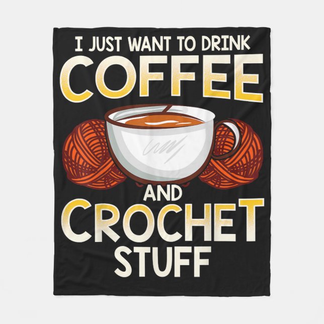 Crochet Coffee och Älskare Knitter T-Shirt Fleecefilt (Framsidan)