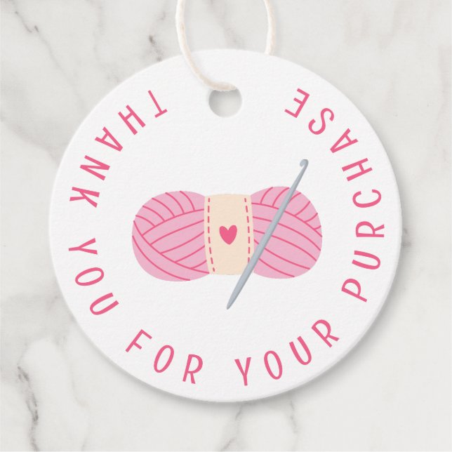 Crochet Crocheting-Tack för ditt köp Gåvor Etiketter (Framsida)