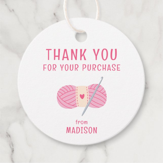 Crochet Crocheting-Tack för ditt köp Gåvor Etiketter (Framsida)