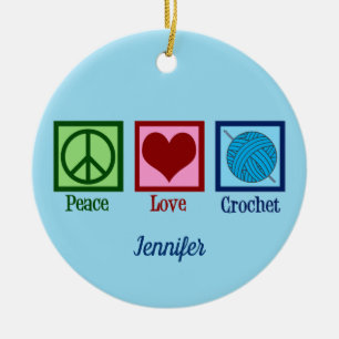 Crochet Cute Monogram Crocheter Kärlek Julgransprydnad Keramik