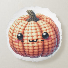 Crochet Cute Pumpkin Rund Kudde