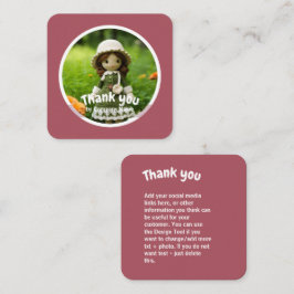 Crochet dam grönt  rosa Tack Fyrkantigt Visitkort