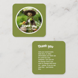 Crochet dam köks grönt Tack Fyrkantigt Visitkort