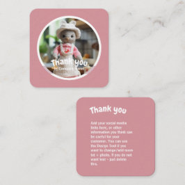 Crochet dam köks rosa Tack Fyrkantigt Visitkort