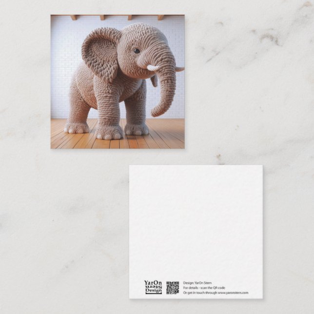 Crochet Elephant Greeting Card Anteckningskort (Fram/baksida)