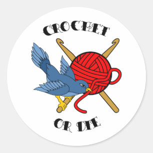 Crochet eller Die Tattoo Runt Klistermärke