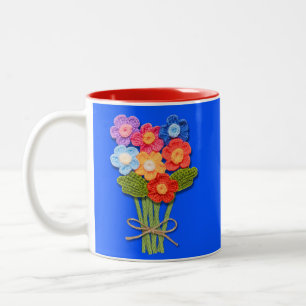 Crochet Flower Bouquet, Crochet Älskare Två-Tonad Mugg