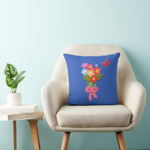 Crochet Flowers Butterfly och Bow Kudde