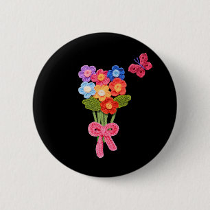 Crochet Flowers Butterfly och Bow Print Knapp