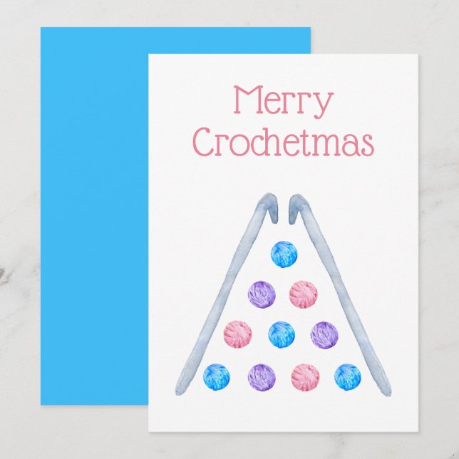 Crochet jul Watercolor Yarn Julkort (Fram/baksida)