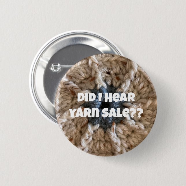 Crochet Knitting Humor Beige Blue Craft Kärlek Gar Knapp (Framsida & baksida)