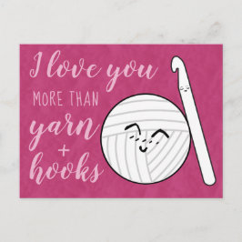 Crochet Krok + Garn Tecknad Kärlek Mer Vykort