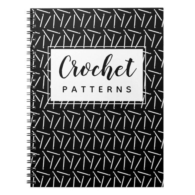 Crochet Krok Garnbåtar Mönster Organiserar Mörk Anteckningsbok (Framsidan)