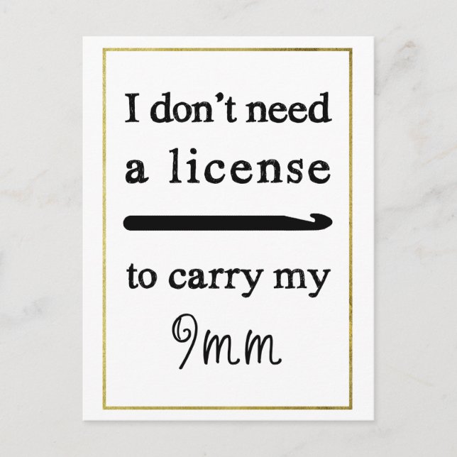 Crochet Krok licens Faux Guld Gräns Crafts Vykort (Framsida)