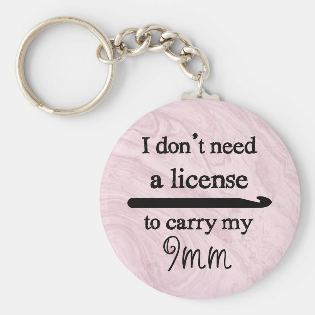 Crochet Krok License Crafts Rosa Marble Nyckelring (Framsidan)