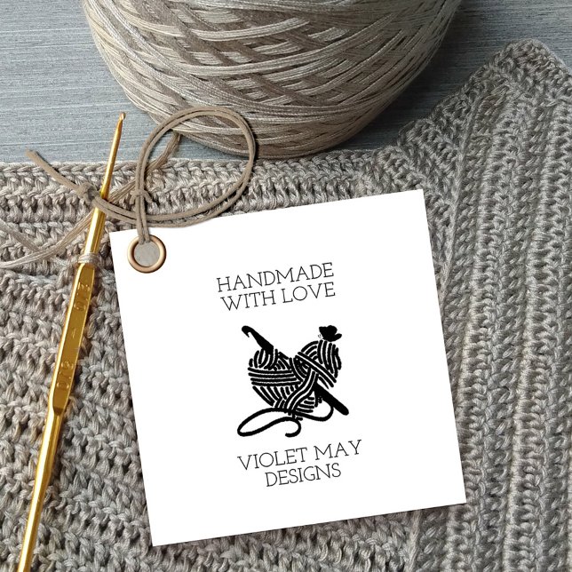 Crochet Krok och Garn handgjorda med Kärlek hängMä Gåvor Etiketter (Crochet gift tags or swing tags for your handmade products)