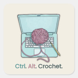 Crochet Label Stickers Fyrkantigt Klistermärke