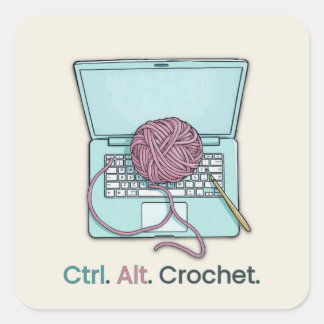 Crochet Label Stickers Fyrkantigt Klistermärke
