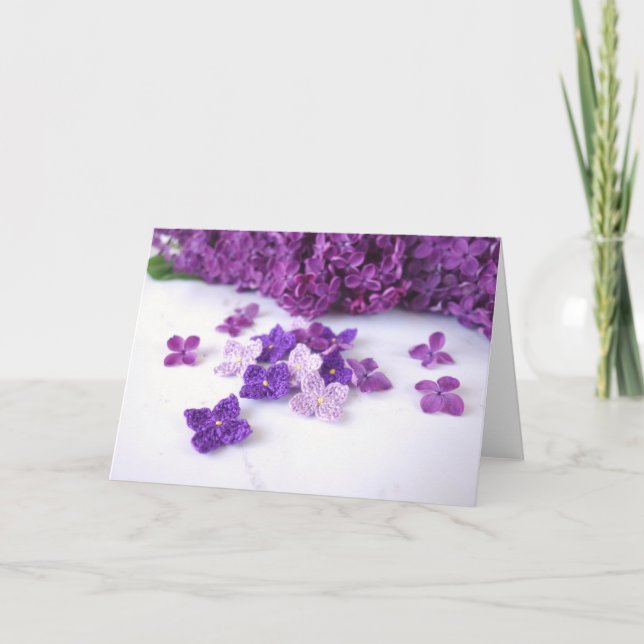 Crochet Lilac-hälsningskort Kort (Framsida)