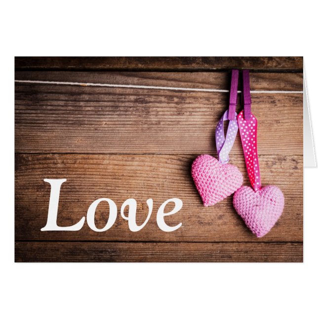 Crochet Loely Hearts Hälsningskort (Framsidan Horizontal)