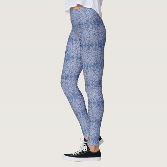 Crochet look Leggings in Färg Blue HAMbWG (Vänster)