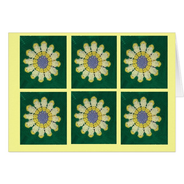 Crochet Mönster - Daisy Hälsningskort (Framsidan Horizontal)