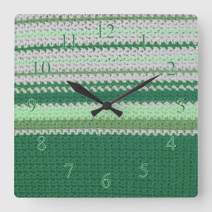 Crochet mönster - Grönt rand Fyrkantig Klocka