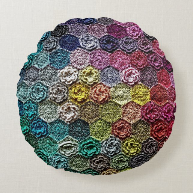 Crochet no2 round cushion rund kudde (Framsidan)